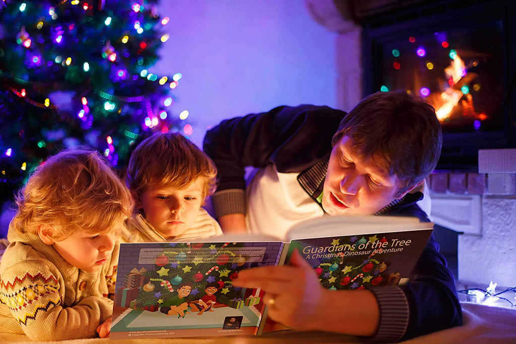 Christmas Book With Set of Two Dinosaur Ornaments