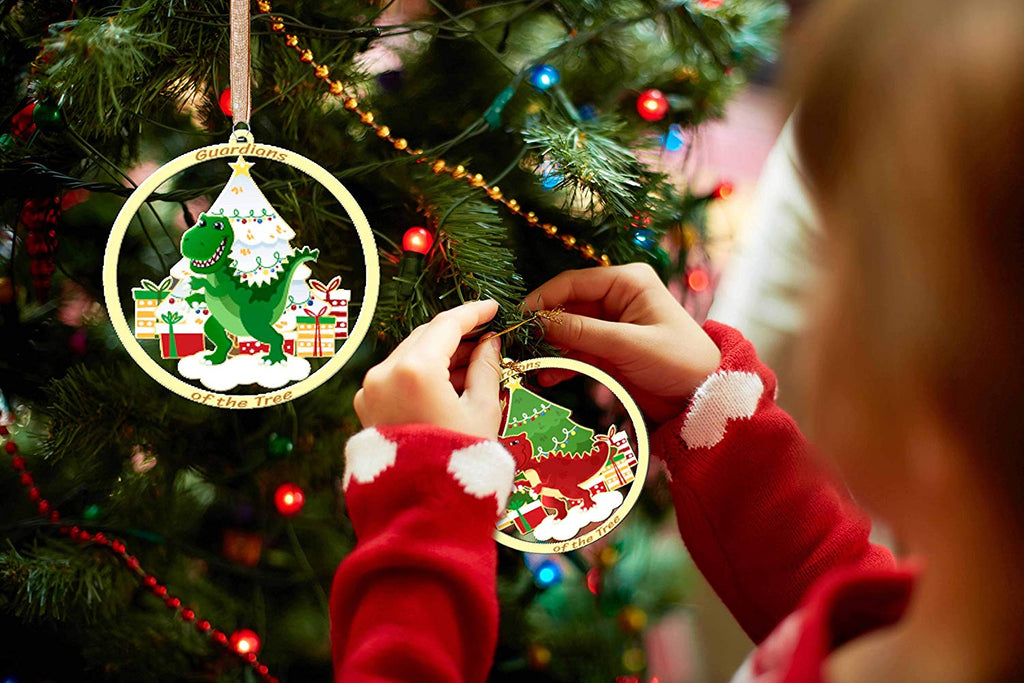 Christmas Book With Set of Two Dinosaur Ornaments